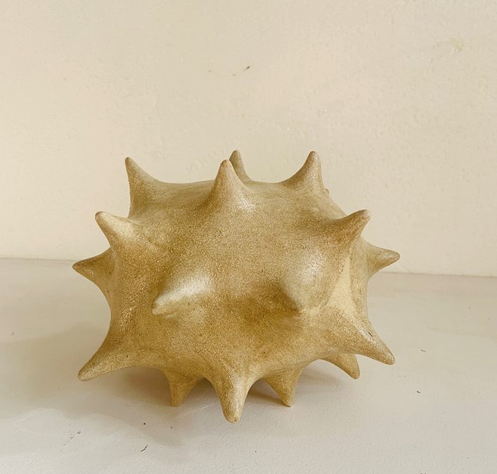 Ochre Spiky Puff IV Sculpture