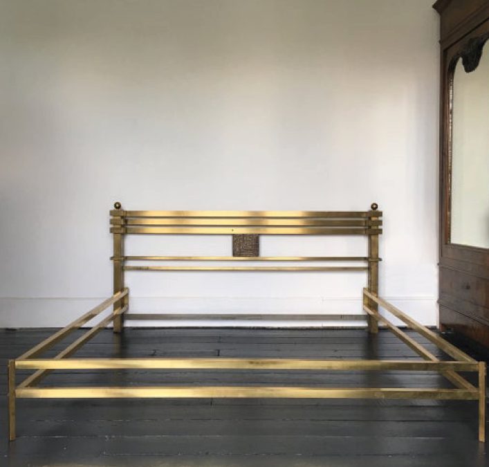 Mid-Century Brass and Bronze Bed Frame Greta by Frigerio